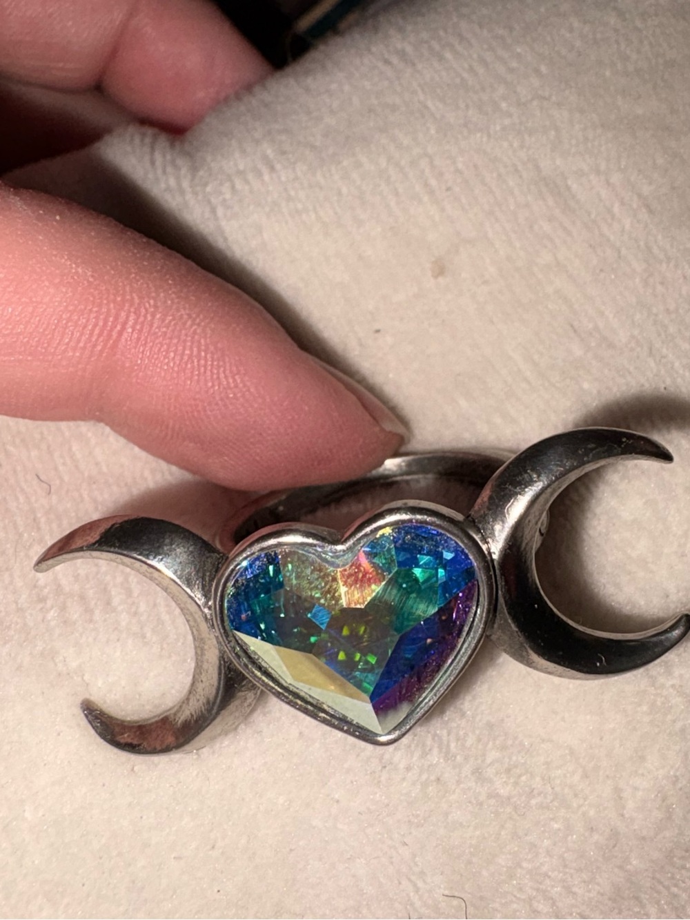 Crescent moon goth/witch ring size 7.5 oversized